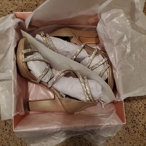 Nina - size 7M Suzy taupe jeweled strappy heels